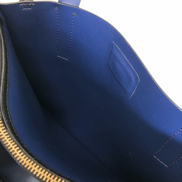 Kate Spade Black & Blue Top Handle Leather Tote Bag - Picture 13 of 16